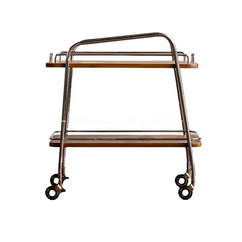 

Retro Japanese style tea cart, internet celebrity, movable coffee table, sofa side snack storage