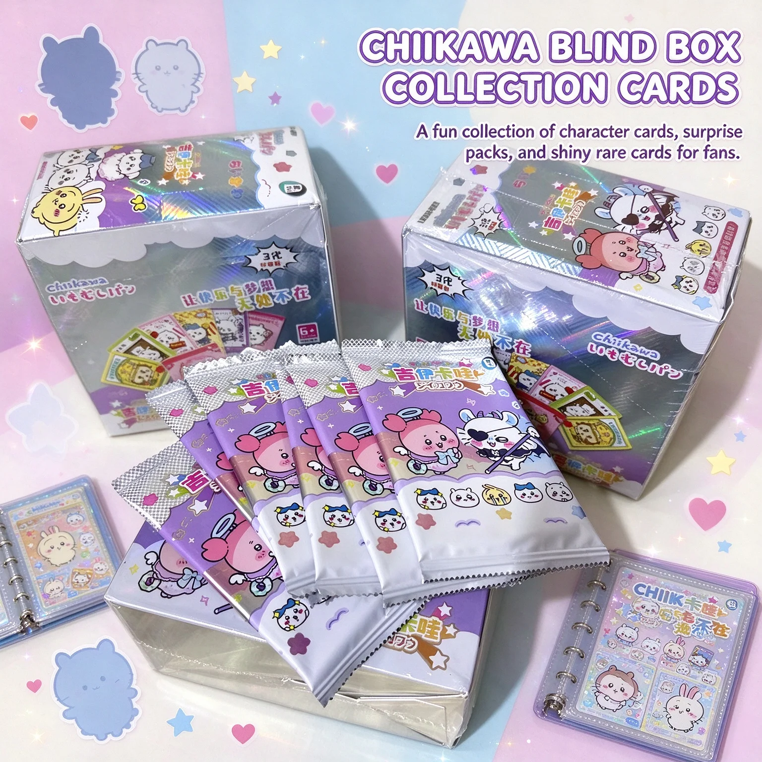 Cute Chiikawa Anime Collection Card Blind Pack SR Flash Card Cartoon Character Trading Cards Hobby Collectible Toy Gift