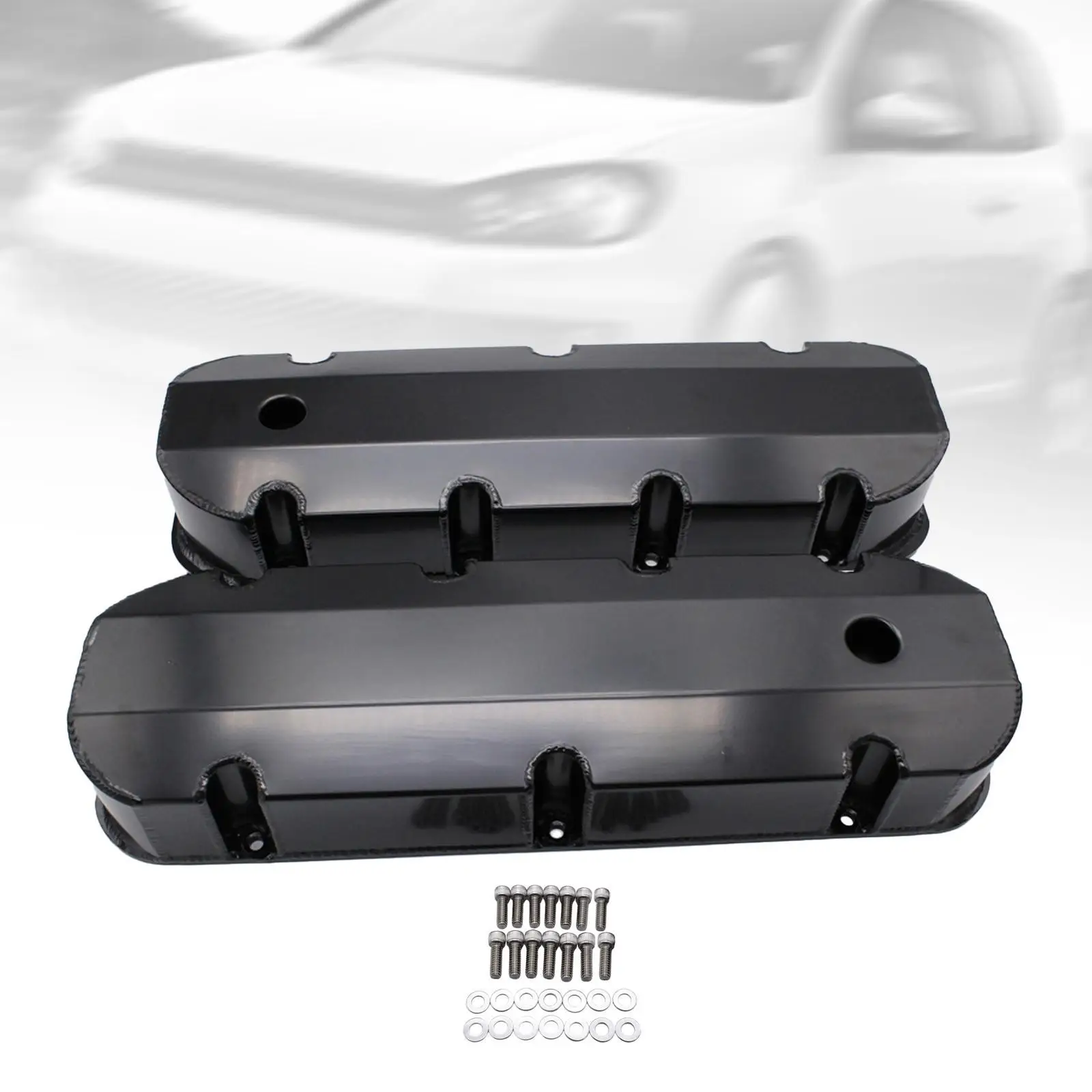 Black Fabricated Tall Valve Covers with Hole Aluminum Bonnet for Chevy Bbc 396