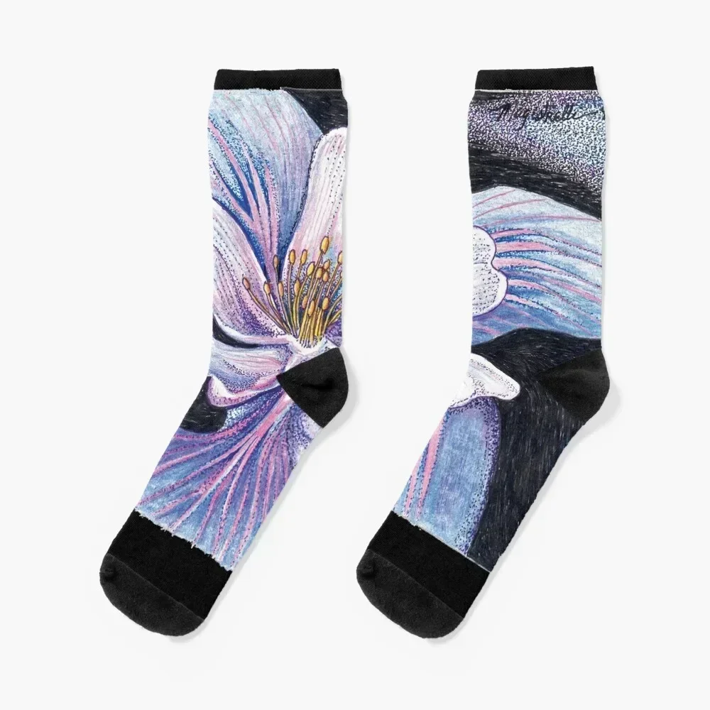 

Blue Columbine Flower (Genuflection to O'Keeffe) Socks kawaii winter golf Men Socks Luxury Brand Women's