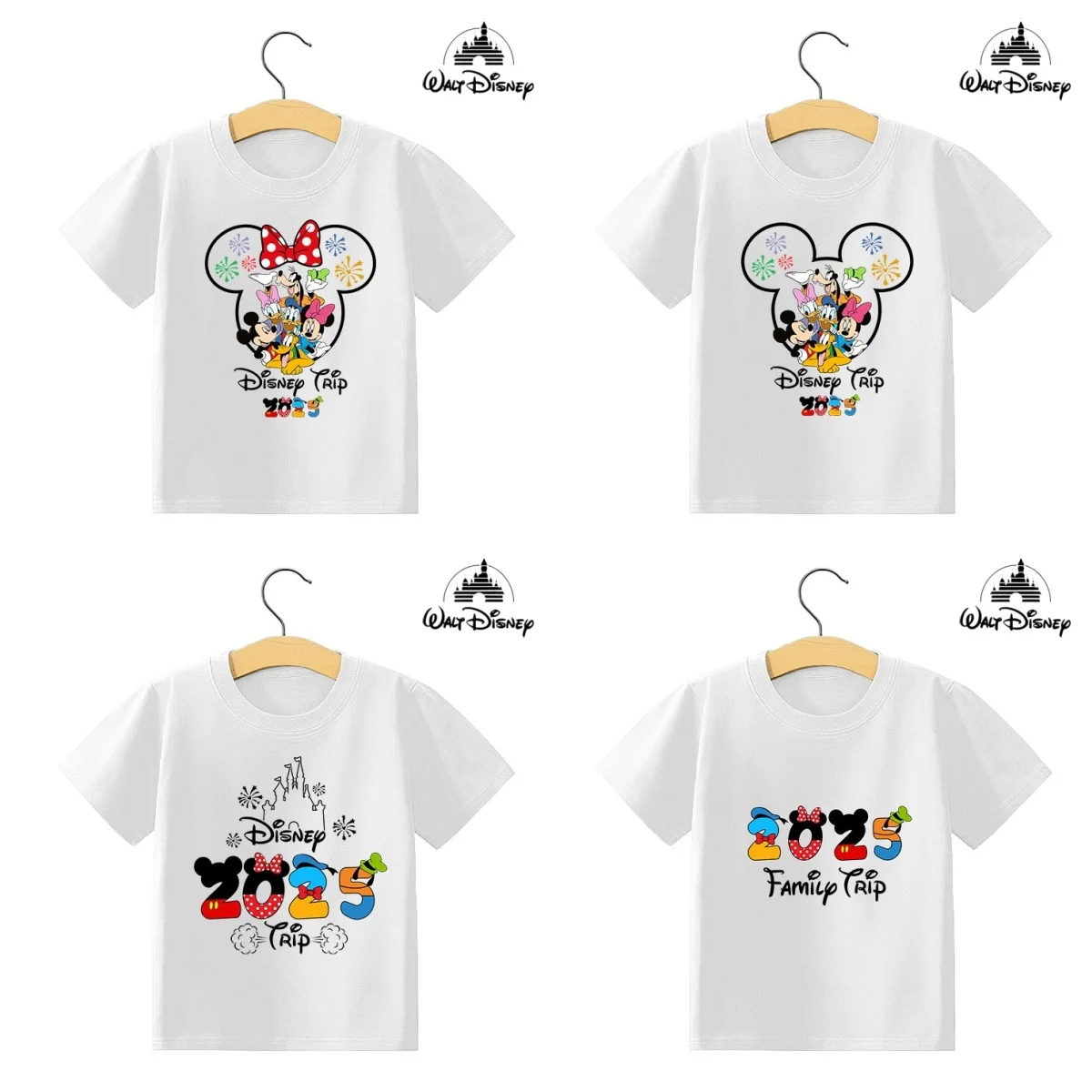 

Summer Disney Trip 2025 Family Matching Cotton Shirts Funny Mickey Minnie Tshirts Kid Tees Top First Disneyland Vacation Outfits