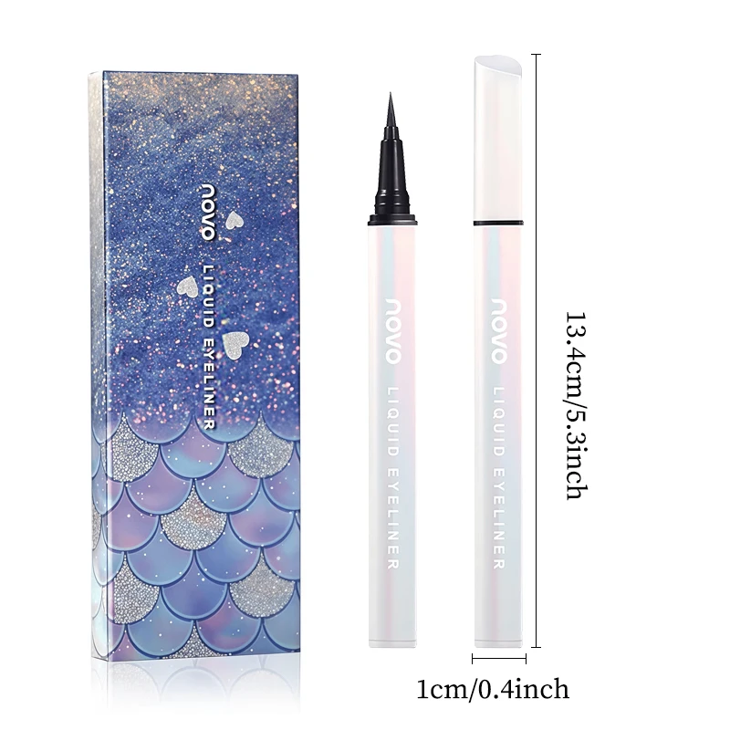 Delineador líquido preto à prova d'água, maquiagem para os olhos de secagem rápida e de longa duração, delineador líquido à prova de manchas, altamente pigmentado e fácil de aplicar