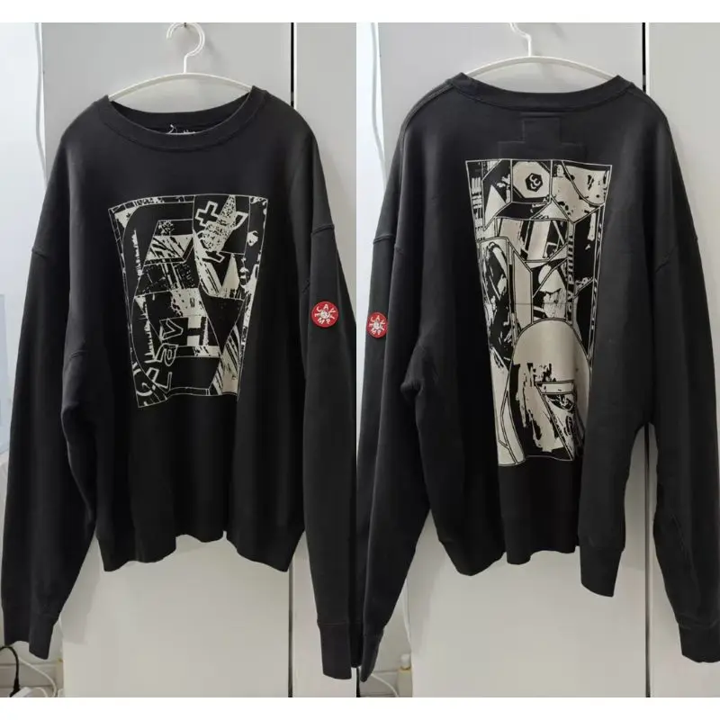 Harajuku CAVEMPT Sweatshirts CE Splicing High-quality Embroidery Female Profile Palm Silhouette Men Women Pullover Streetwear image 3