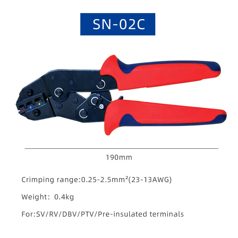 SN-02C Multi-jaw Crimping Pliers, Wire Stripper Combination Tool Set For OT/UT terminal Spring Insert Cord End Terminals