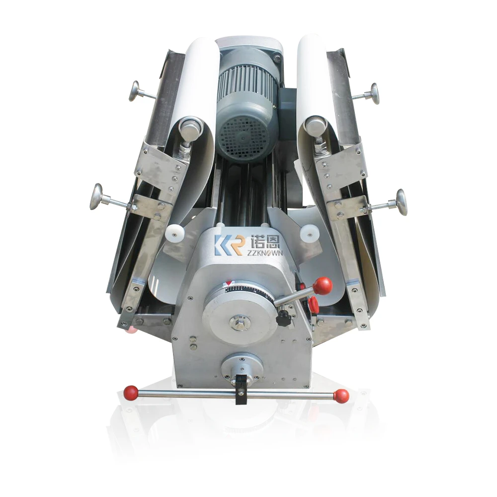 Meja atas adonan kecil Sheeter dan pemotong Croissant Pita mesin terpal roti dengan sabuk Conveyor untuk penggunaan di rumah