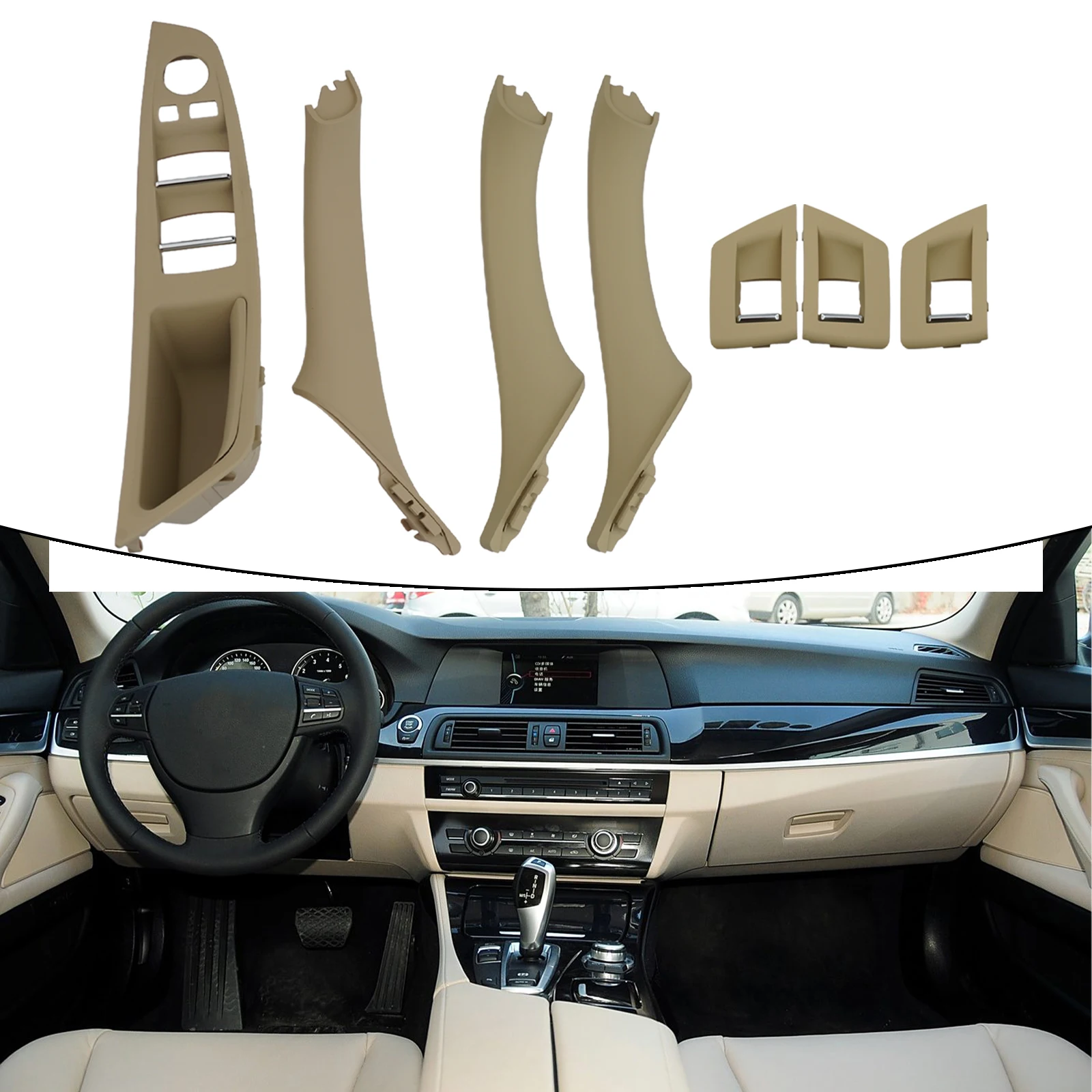 

Beige Door Handle Cover F10 F11 Door Handle For Replacing Damaged Handles Long-lasting Performance For BMW 520i