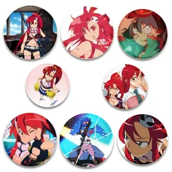 58mm Anime Gurren Lagann Pins, Cute Cartoon Badge, Handmade Tinplate Brooches, Breastpin for Backpack Clothes Gift Accessory