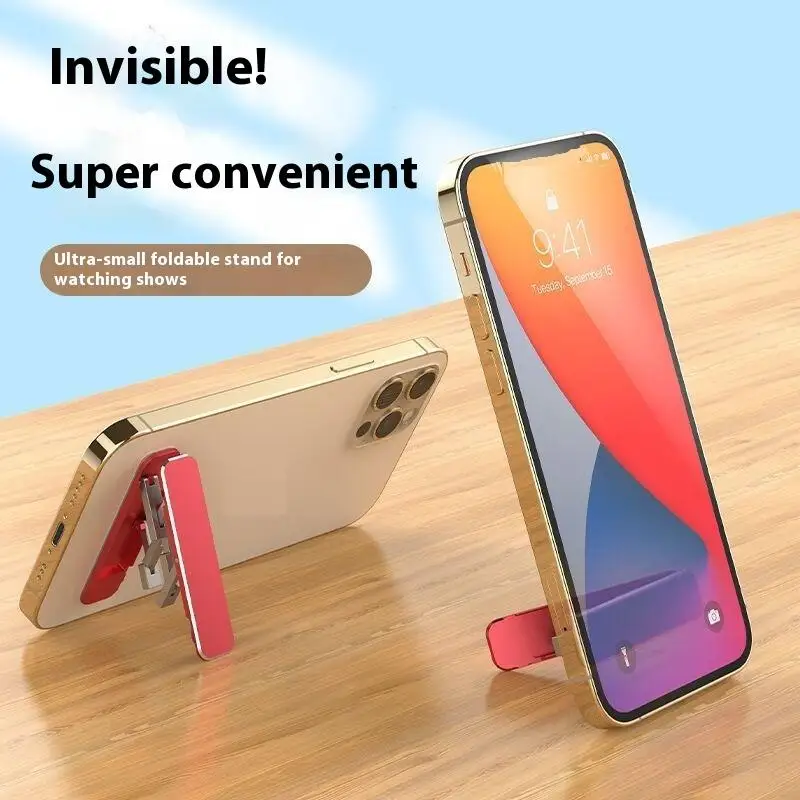 1/3PCS Mini Invisible Foldable Mobile Phone Stand Aluminum Alloy Desktop Mount Material Holder Adjustable Angle For Cellphone - view 2