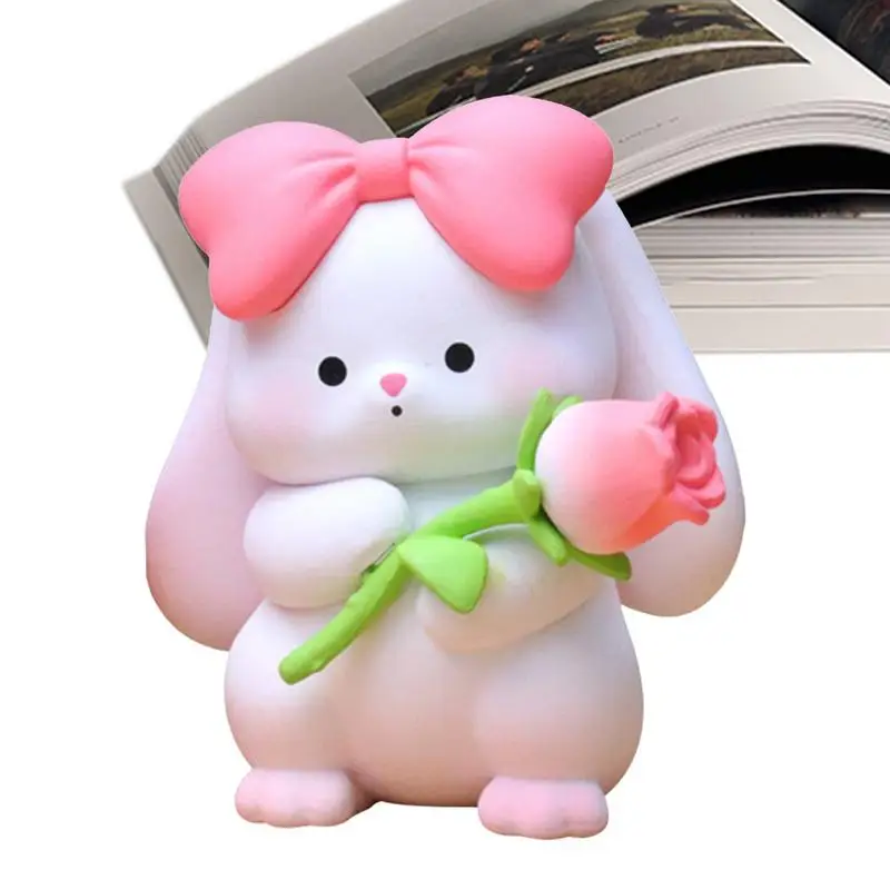 

Bunny Toys For Kids Cartoon Animal Decorative Statue Colorful Home Sculpture Portable Bunny Doll Children Animal Toys