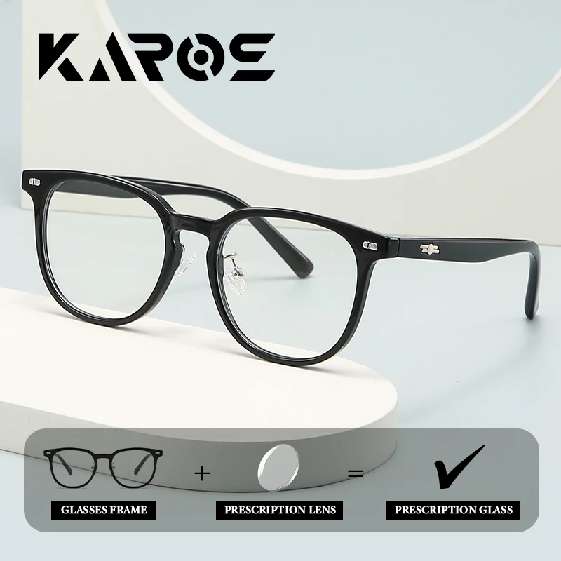 

KAROS High-Quality Round Prescription Glasses Large Frame Metal Design Anti-Blue Light Photochromic Progressive Lenses
