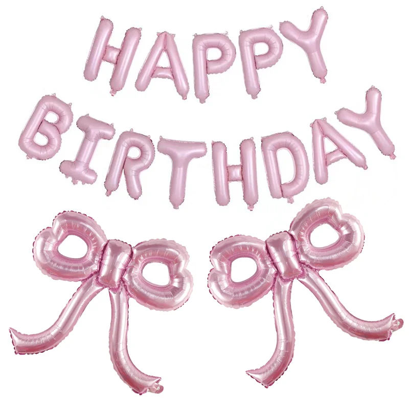 1Set Bowknot Folien Ballons Alles Gute Zum Geburtstag Dekoration Jahrestag Baby Dusche Mädchen Junge Geschlecht Offenbaren Party Globos Dekoration