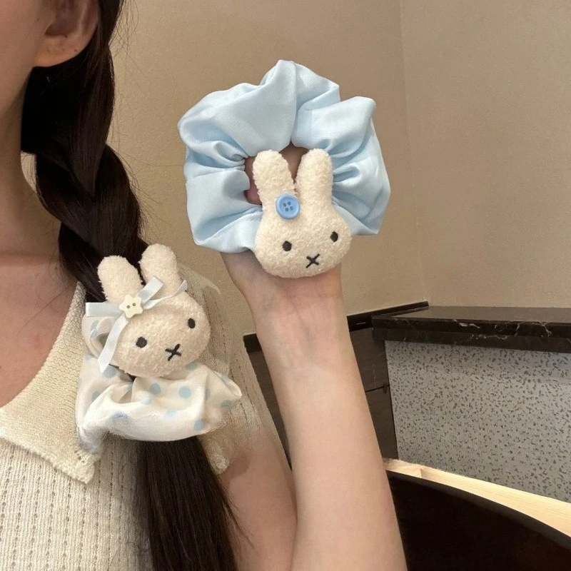 

Новая милая повязка на голову Miffy Bunny в горошек, эластичная милая повязка на голову с хвостиком в форме сердца для девочек, повязка на голову в виде булочки 2025