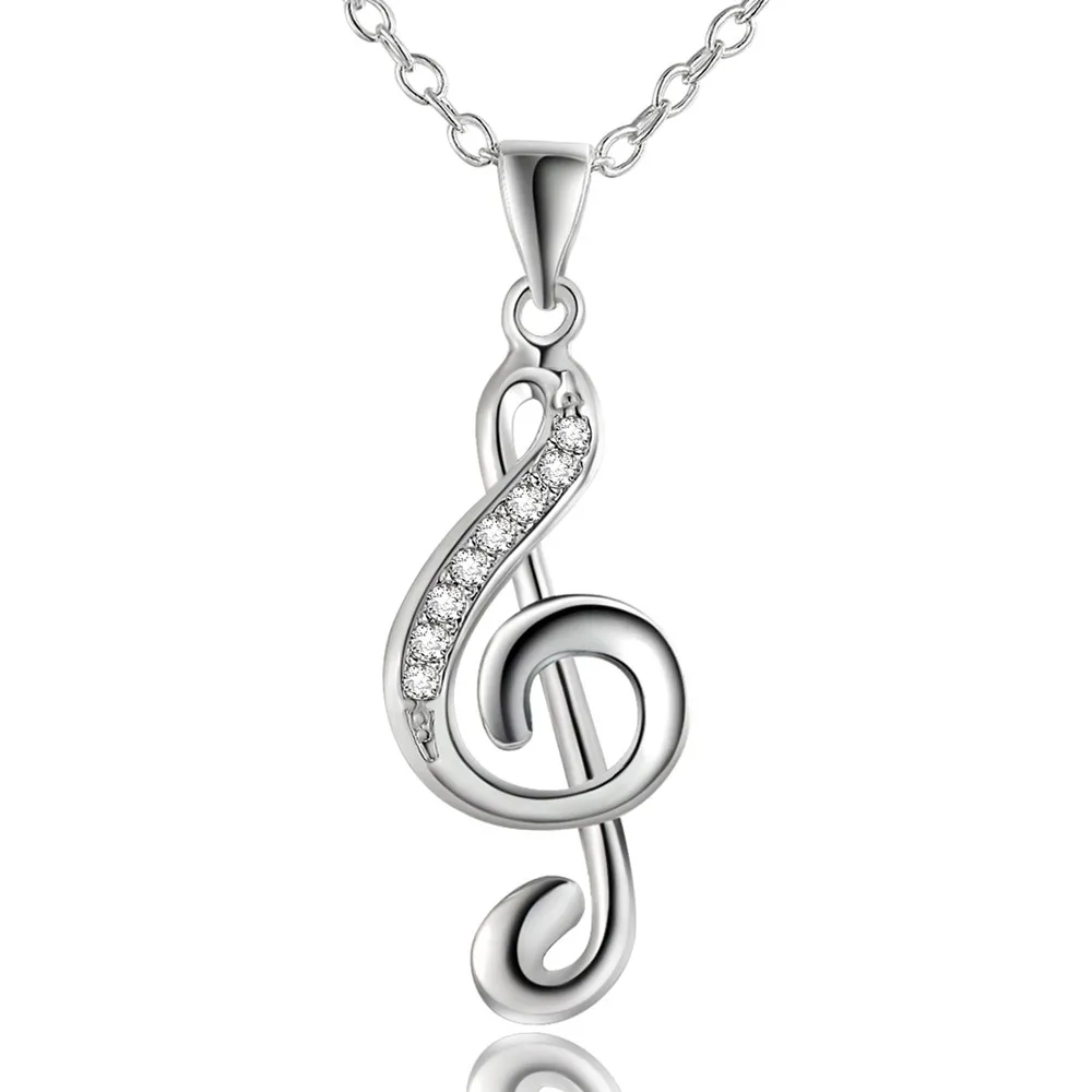 45CM 18inches 925 silver necklace wedding party jewelry wholesale women creative music symbol stone female fashion view 2