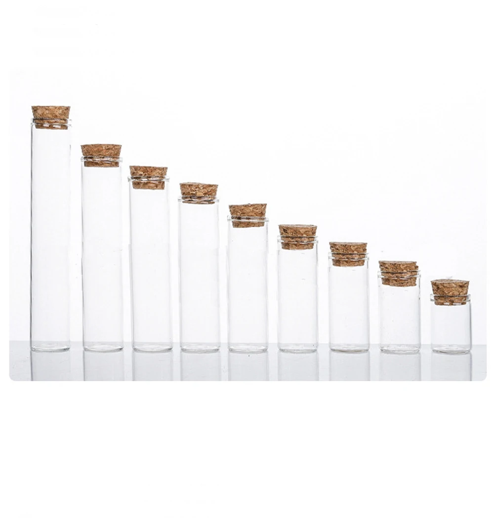 

5pcs/lot Dia.22mm 5-30ml Glass Vials Jars wishing Bottles Test Tube With Wood Cork Stopper Empty Glass Transparent Clear Bottles