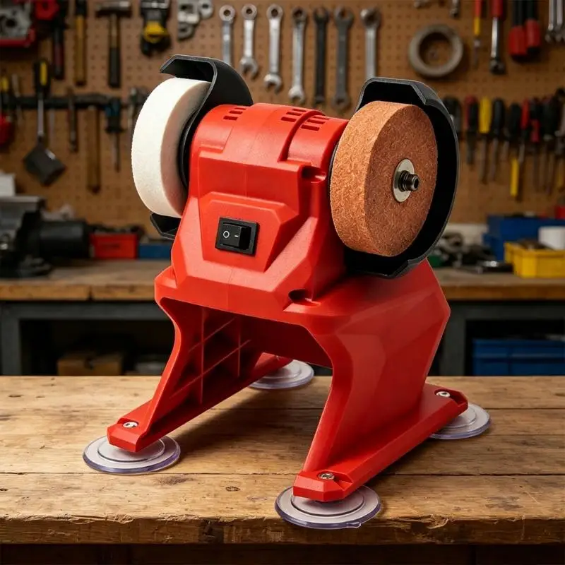 21 V Akku-Schleifmaschine, Doppelschleifscheibe für Metall, Holz, Polieren, Saugbasis, tragbar, 5500 U/min, einfaches Werkzeug – Detail 4