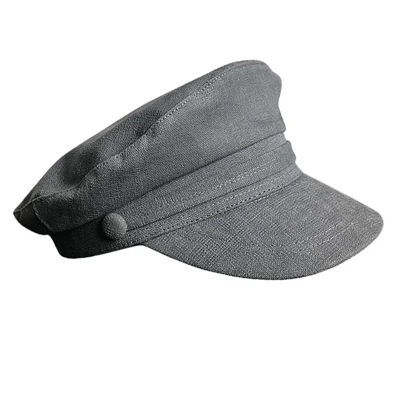 Cotton Military Hat Spring Autumn Sailor Hat for Women Men Gray Yellow Female Travel Student Captain Cap Army Flat Top NC30