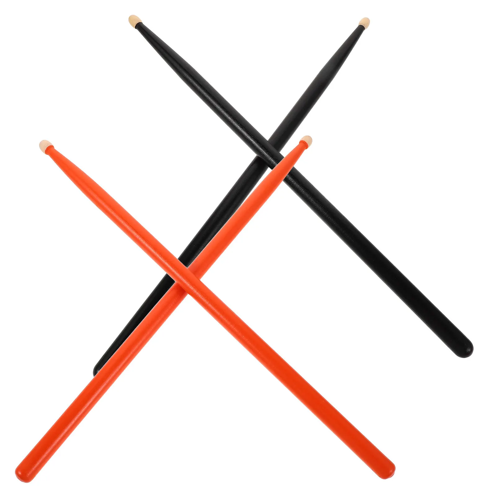 5A Drum Sticks 2 Pairs Maple Birch Wood Orange Black Balanced Flexible for Snare Drum Set Percussion