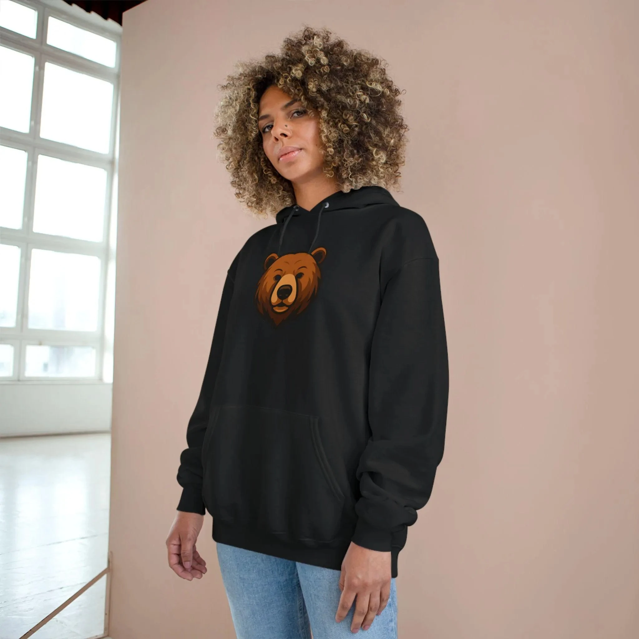 

Remium Cotton Hoodie Embellished with A Stylish Bear Head Print Ideal for Those Who Value Both Comfort and Fashion Casual Wear