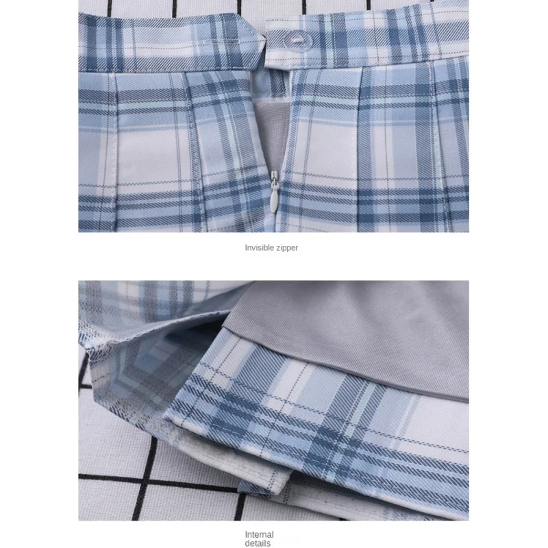 Plaid Skirt Pleated High-Waist Women\'s Summer A-Line Korean College Style School Girls Eam Dance Clothing Mini Short Skirt