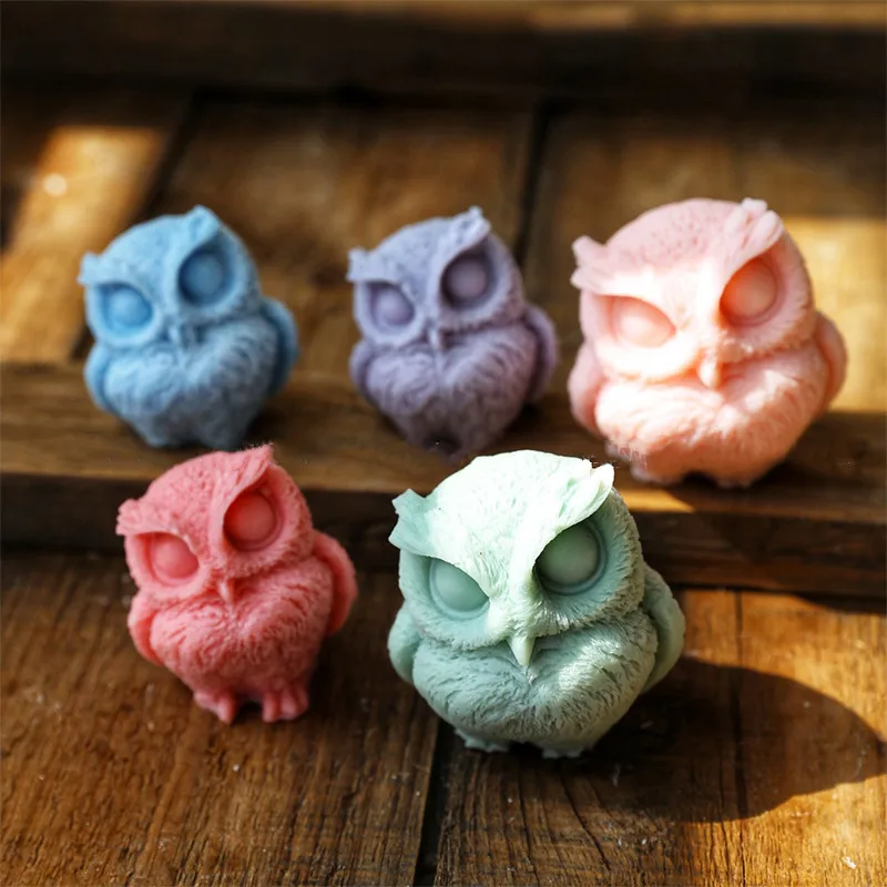 Easter Big Owl Shape Aromatherapy Candle Silicone Molds 3D Animals Handmade Wax Candle Mold Plaster Crafts Decoration Tool