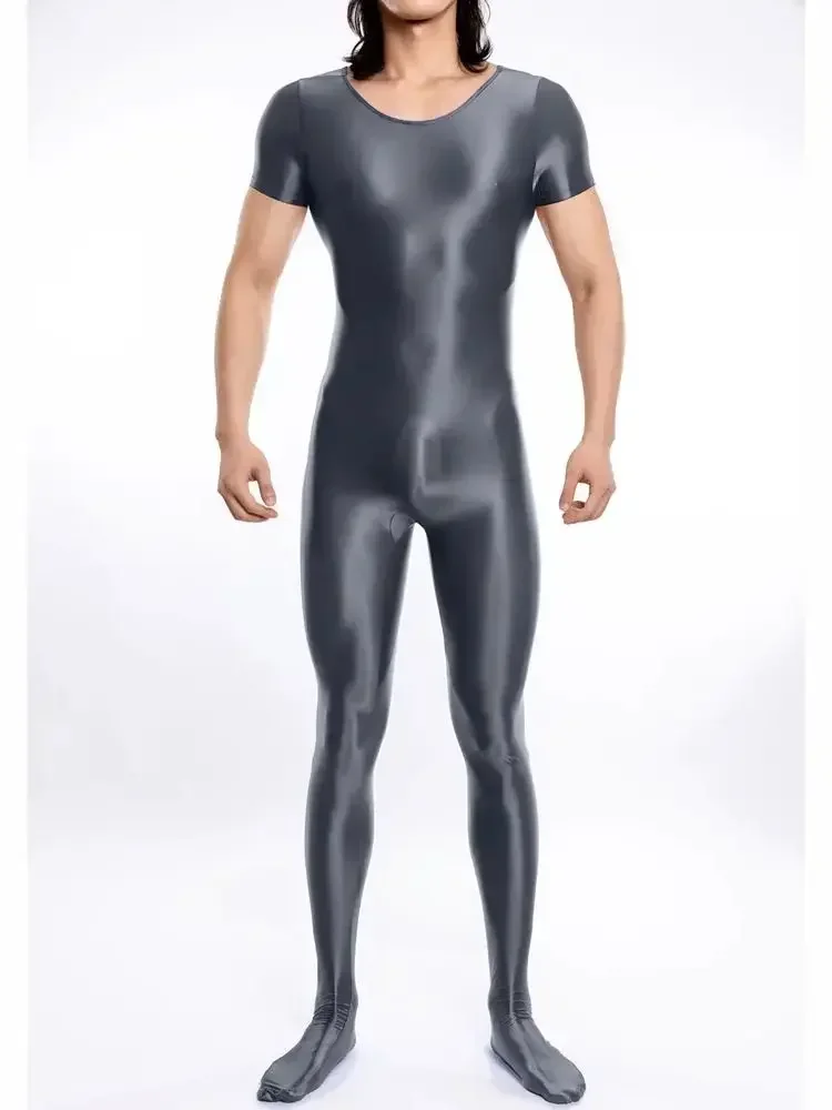 للجنسين قصيرة الأكمام لامعة لامعة بوديستوكينج سلس التمثال جوارب طويلة ارتداءها الجوارب يوتار الملتصقة بذلة Catsuit Unitard