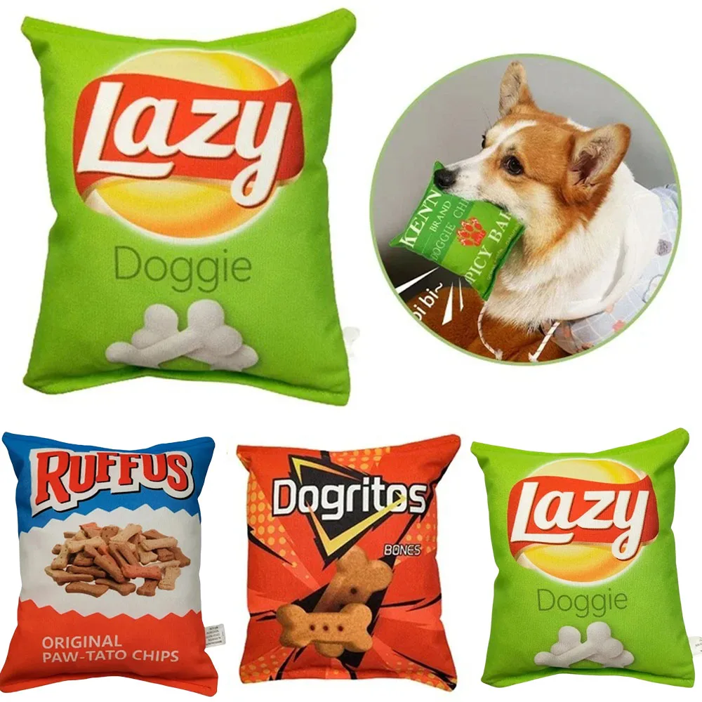 Funny Crisps Dog Toys Interaction Chew Molars Plush Dog Toys Bite Resistance Clean Teeth Oral Cavity Puppy anti-bite Toys