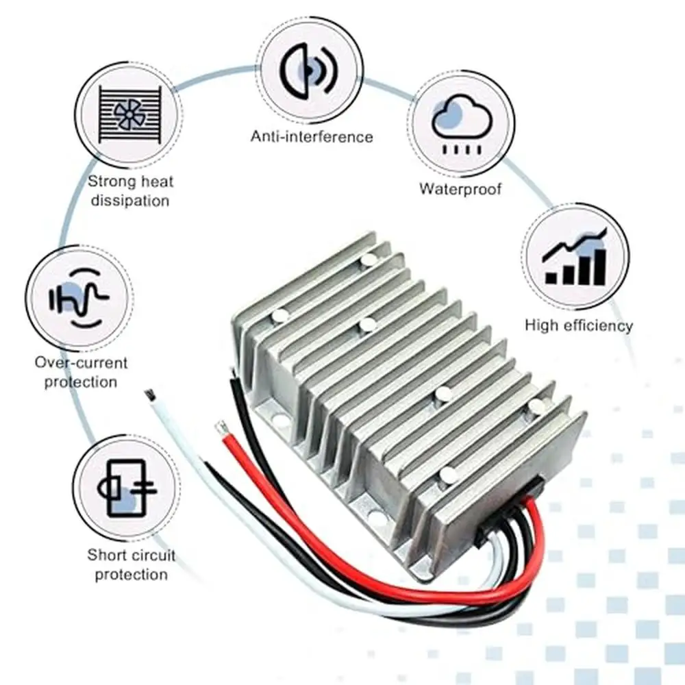 24V to 12V 30A Converter Module Car Golf Power Supply Adapter Club Truck Boat Solar System Display Screen Surveillance Audio