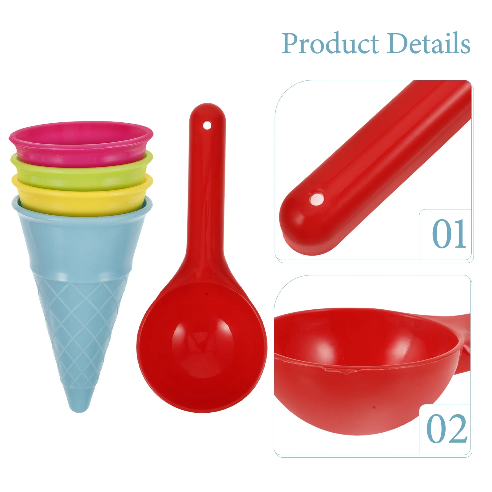 5pcs Kids Beach Toys Children Seaside Sand Ice Cream Cones and Scoop Outdoor Toys (Random Color) Ice Cream Cone Scoop Sets