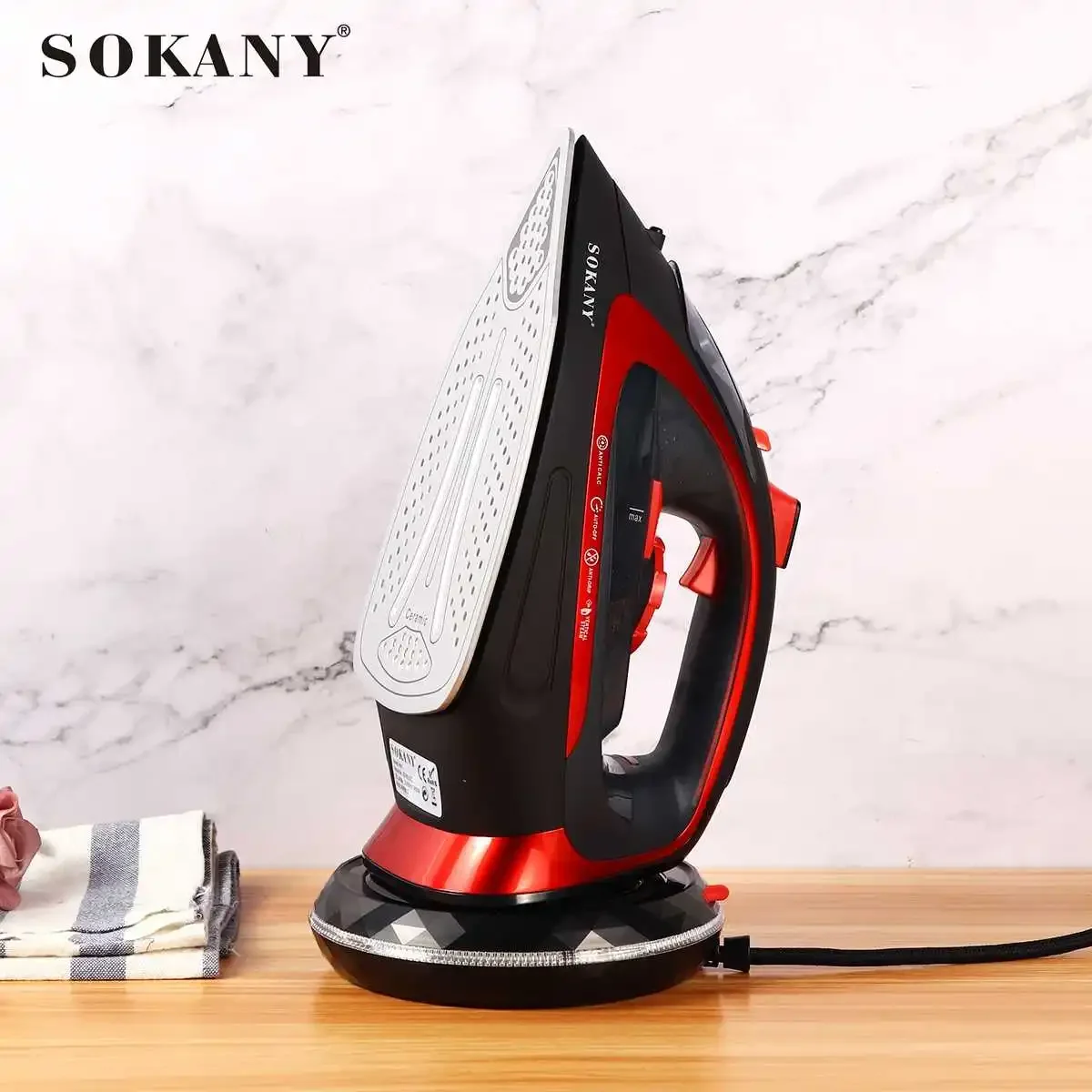 2400W Electric Steam Iron 220V Cordless Charging Steam Iron 5 Speed Adjustable Clothes Ironing Steamer ABS+Ceramic Soleplate