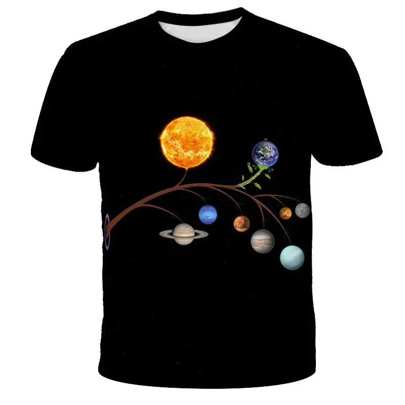 

3D Printed T-shirt for Boys and Girls, Space, Galaxy, Planet, Universe, Sky, Star, Cool Tops, Streetwear, Children's Fashion