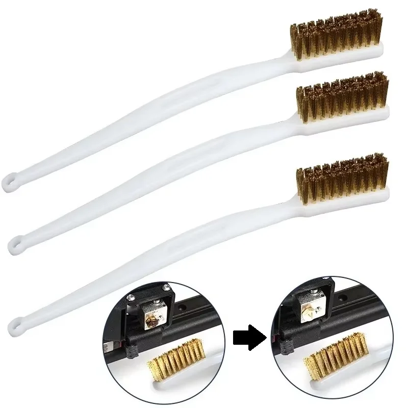 3pcs Copper Wire Brush Small Brass Brush 3D Printer Nozzle Cleaner Tool Hot End Cleaning Wire Bristle for Clean Rust