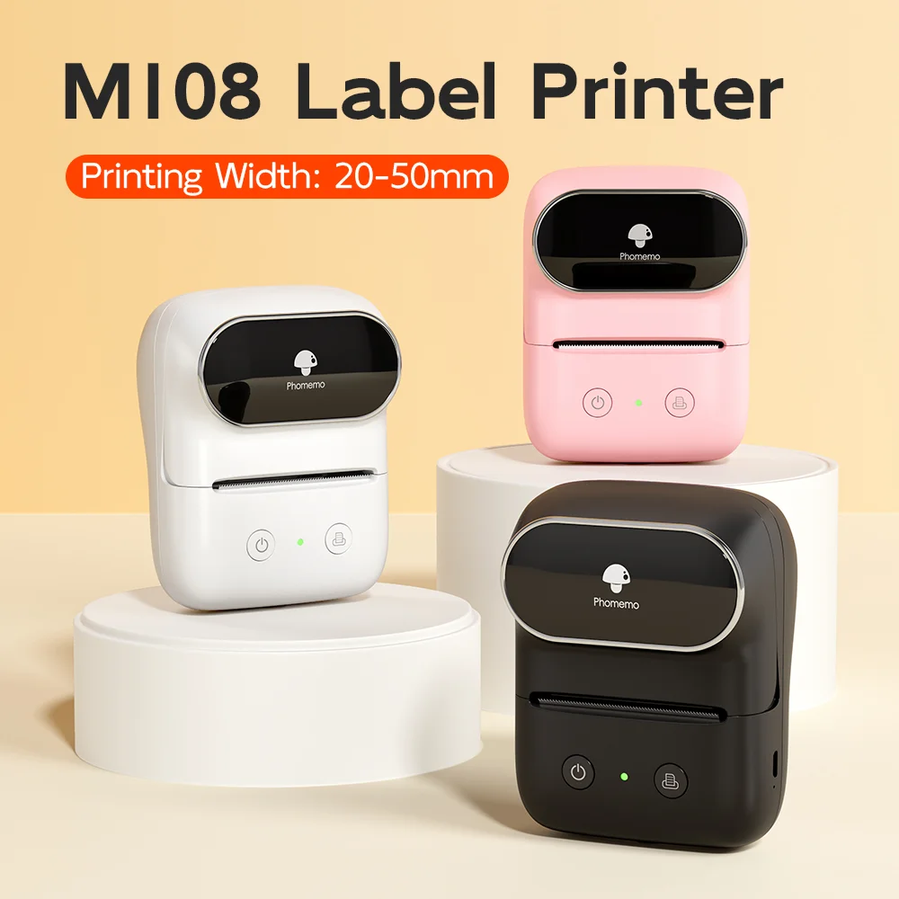 Phomemo M108 Commercial Bluetooth Thermal Label Printer 20-50mm Print Price Tags Jewelry QR Barcode for Retail Office Business