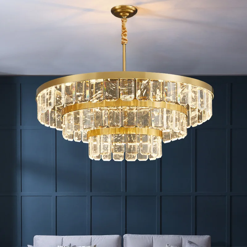 

Luxury Misty Crystal Copper Ceiling Chandeliers LED Lustres Hanging Lamps Modern Home Decoration Lights for Dining Room Decor