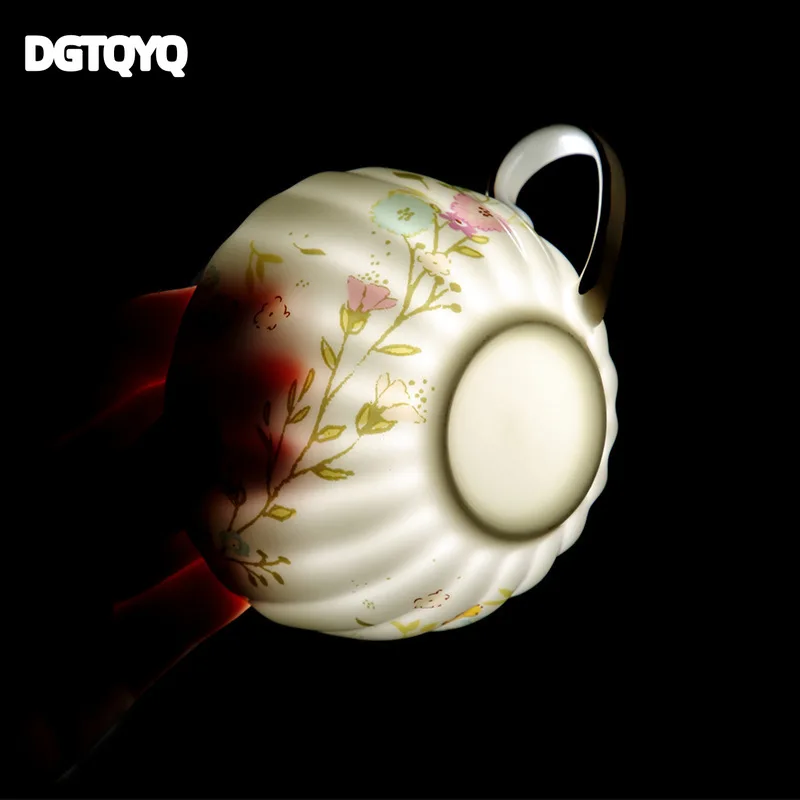 2Pcs Vintage Floral Ceramic Coffee Cup Saucer Set Gold Rim Pumpkin Tea Cup European Afternoon Tea Mug Breakfast Latte Teacup view 5