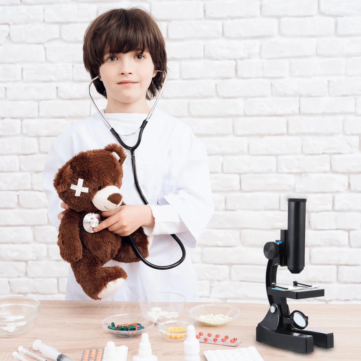 

Plastic Glass Microscope Kids Educational Tool Student Biological ObserverAccessory Science Learning Laboratory Kit