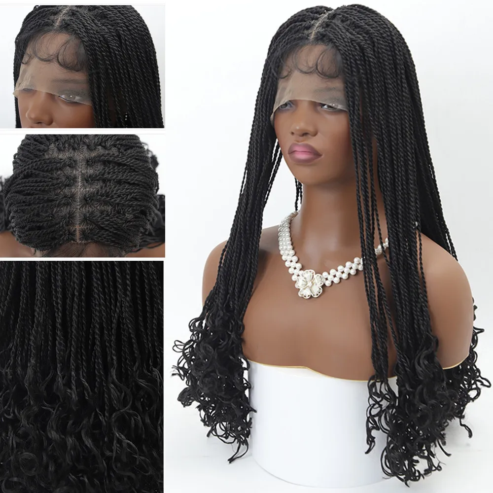 

Synthetic Hair Braided Wigs for Black Women Crochet Hair Lace Front Wig Female Braiding Hair Burgundy Black Wig Braid African