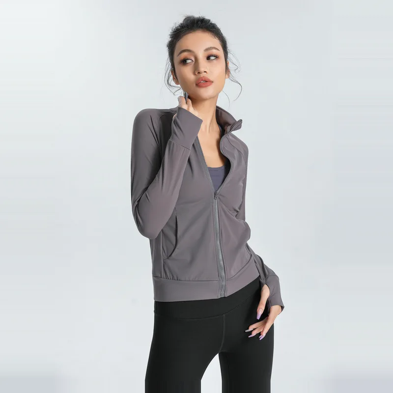 New Women's Slim Fit Lightweight Jackets Women's Full Zip-up Yoga Sports Running Jacket with Thumb Holes for Workout