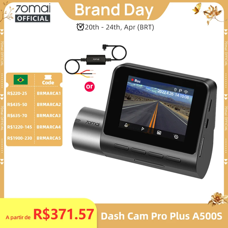 70mai a500s gravador carro dvr câmera frontal a500s 1944p visão noturna 70mai dash cam pro plus embutido gps wifi suporte câmera traseira