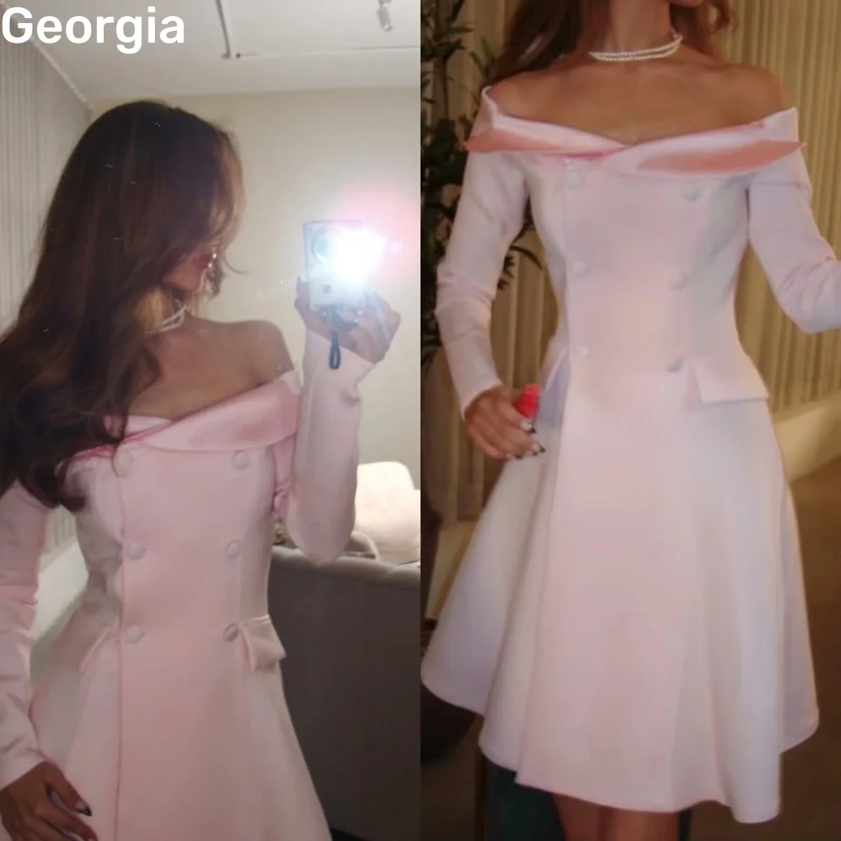 

Dubai Luxury Evening Dress Customize A-Line Ruffle Mini Dresses For Prom Off-The-Shoulder Zipper Up Long Sleeves Vestidos De Fie