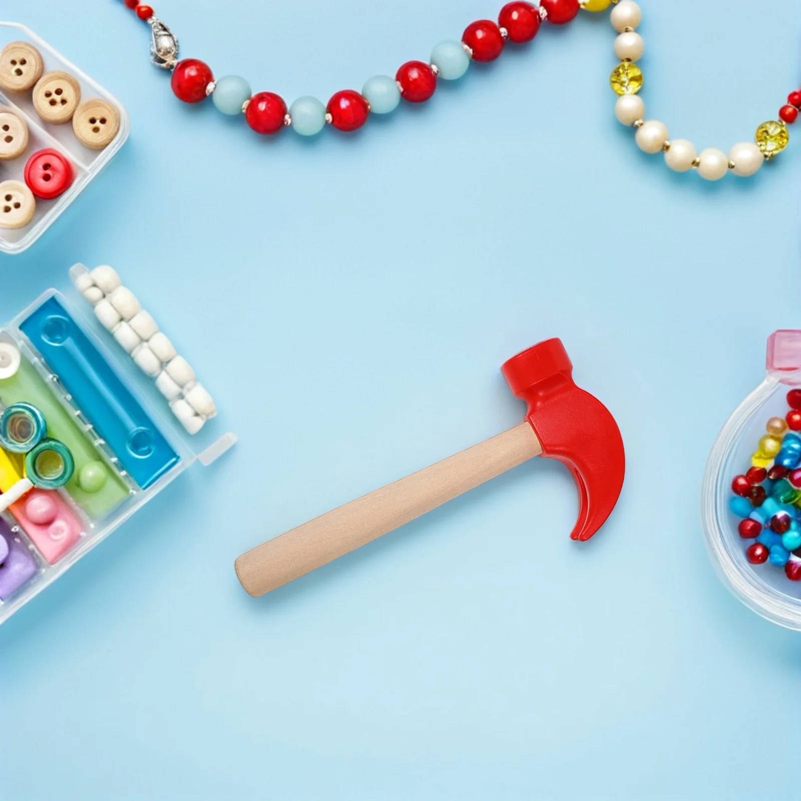 6Pcs Mini Wood Hammer for Kids Realistic Design Pounding Play Mallet Toddler Safe Pretend Construction Tool Learning