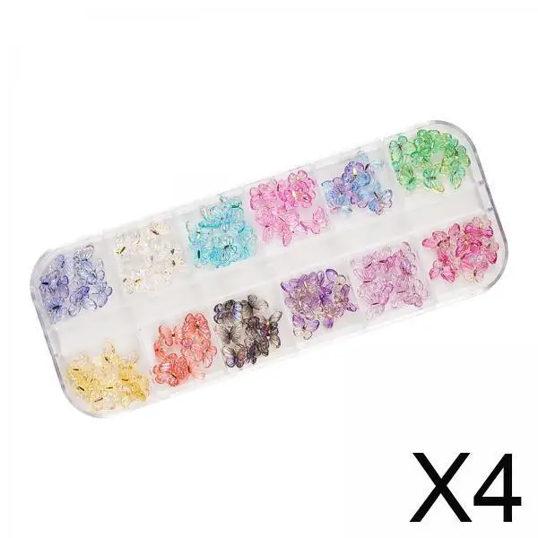 

Glitter Butterfly Nail Art Charms Set Colorful 3D Nail Decorations Accessories for Women Girls Manicure Salon