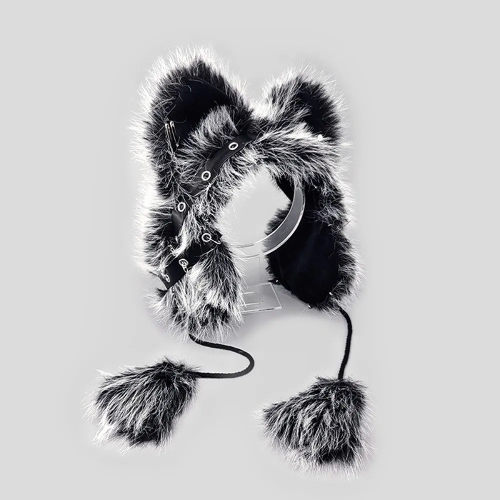 Kawaii Y2K Gothic Cat Ear Earmuffs Cosplay Thick Warm Fluffy Earmuffs Wind-proof Headwear Winter Plush Earmuffs Winter