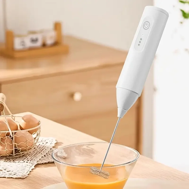 1 handheld mini electric milk mixer, stainless steel USB rechargeable battery, 3 speed settings, portable coffee egg cream mixer