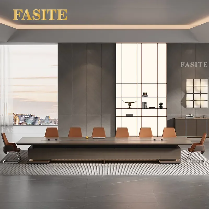 For Large Conference Table Long High End Light Luxury Simple Modern Meeting Room Tables and Chairs Atmospheric Workbench