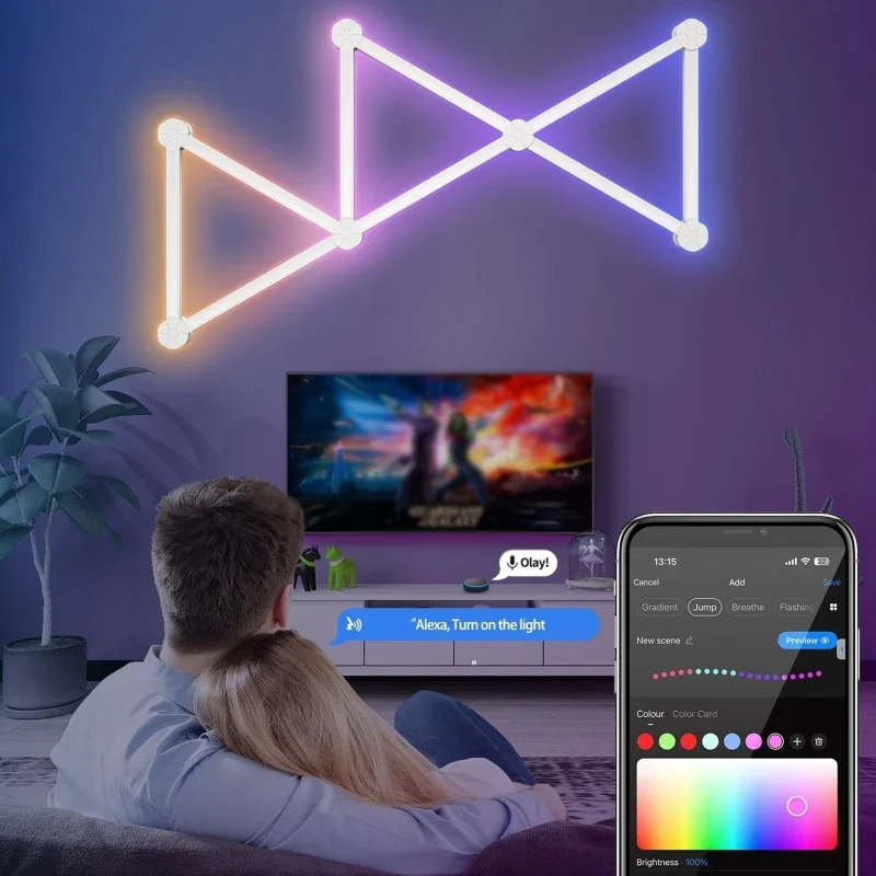 WIFI Intelligent Wall Lamp Decorative Ambient Night Light DIY Splicing APP Control Dimmable for The Game Room Bedroom TV