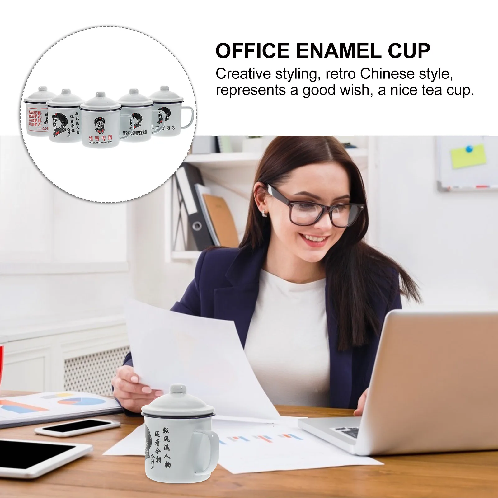 

2pcs Retro Eco-Friendly Enamel Tea Cup Creative Household Office Drinking Cup Gift For Holiday Kitchen Bar Use