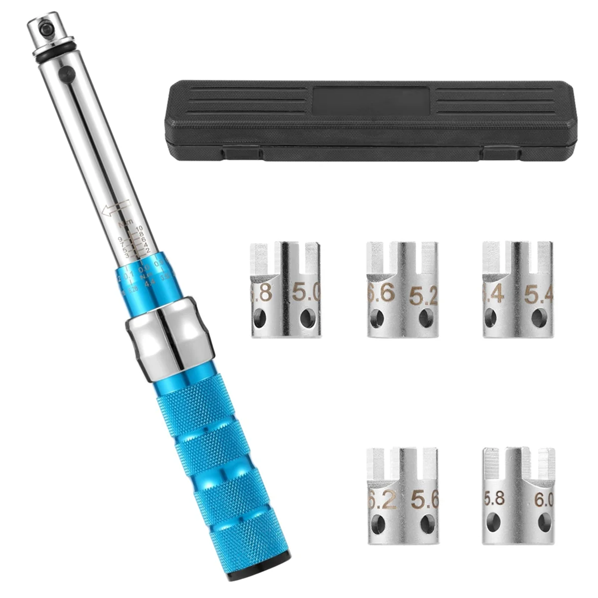 A43I Spoke Torque Wrench, 2-10 NM Motorcycle Spoke Wrench Set, Steel Torque Wheel Spoke Spanner with Storage Box, 5.0-6.8mm