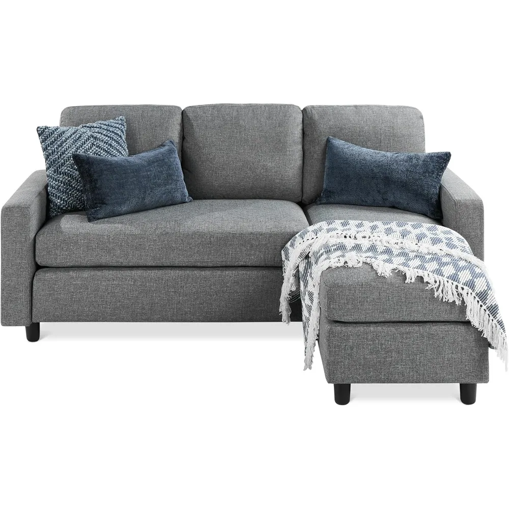 أريكة مقطعية منجدة باللون الرمادي الجديد للمنزل، والشقة، وغرفة النوم، والمساحات المدمجة مع صالة تشايز، و3 مقاعد - مشهورة