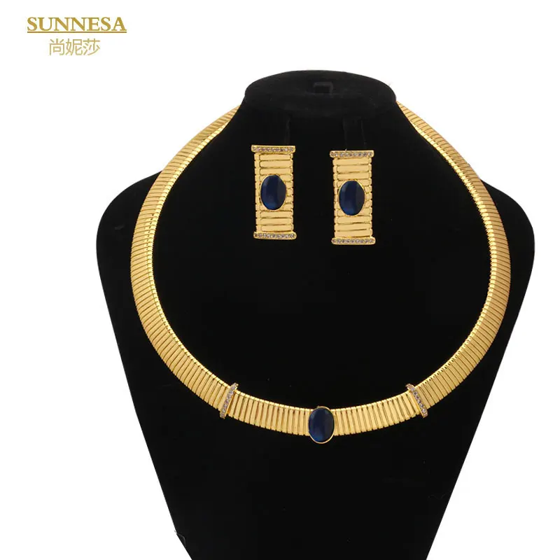 

Fashion Dubai 18k Gold Jewelry Sets for Women Earrings Necklace Ensemble Jewellery Luxury Designer Bijoux Femmes Italian Plated