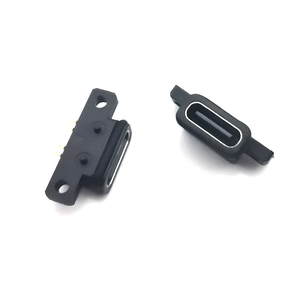 1pcs TYPE C 4 Pin IPX8 Waterproof Female Socket Port vertical With Screw Hole Fast Charge Interface 180 degree USB 3.1 Connector